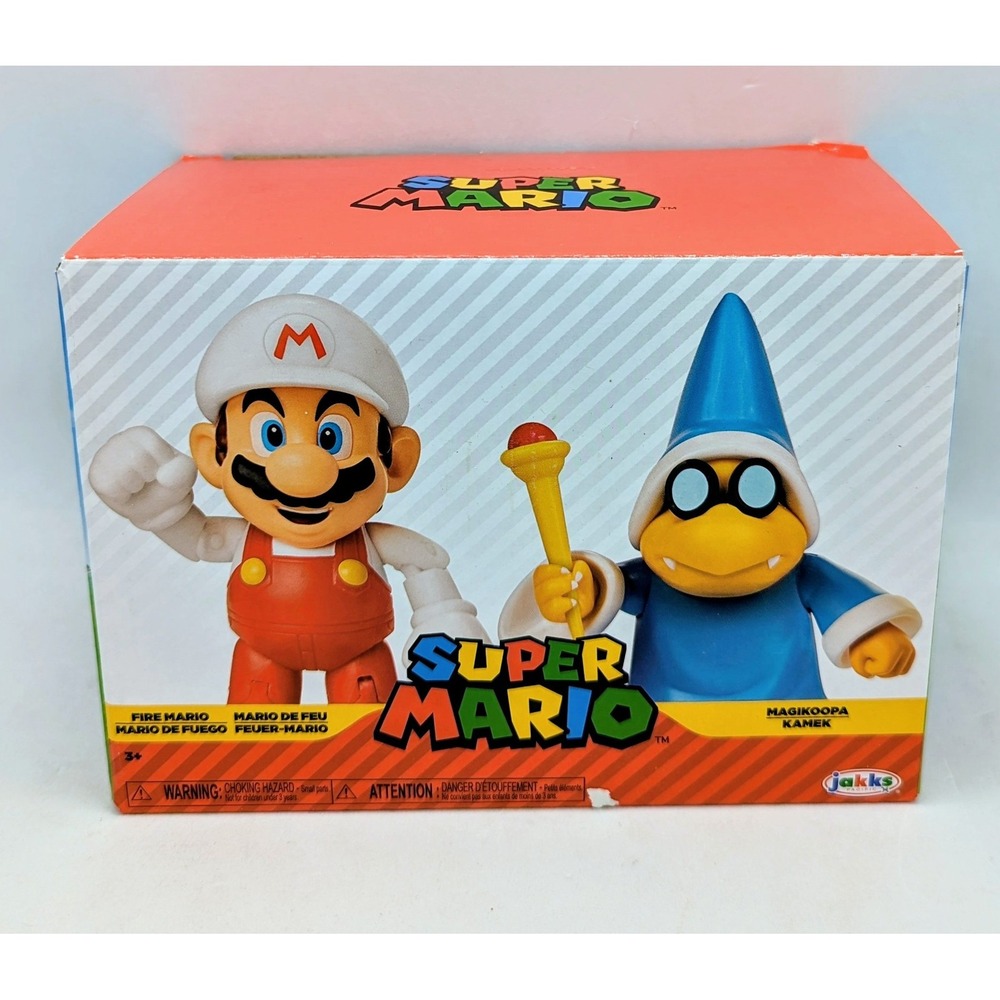 Jakks Pacific Super Mario Magikoopa Kamek & Fire Mario 2 Pack